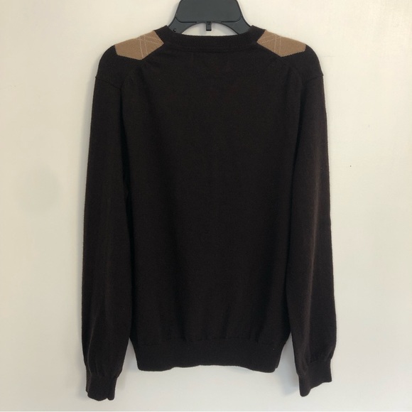 BANANA REPUBLIC Extra Fine Merino Men’s Brown Plaid Sweater Size M - Picture 6 of 12